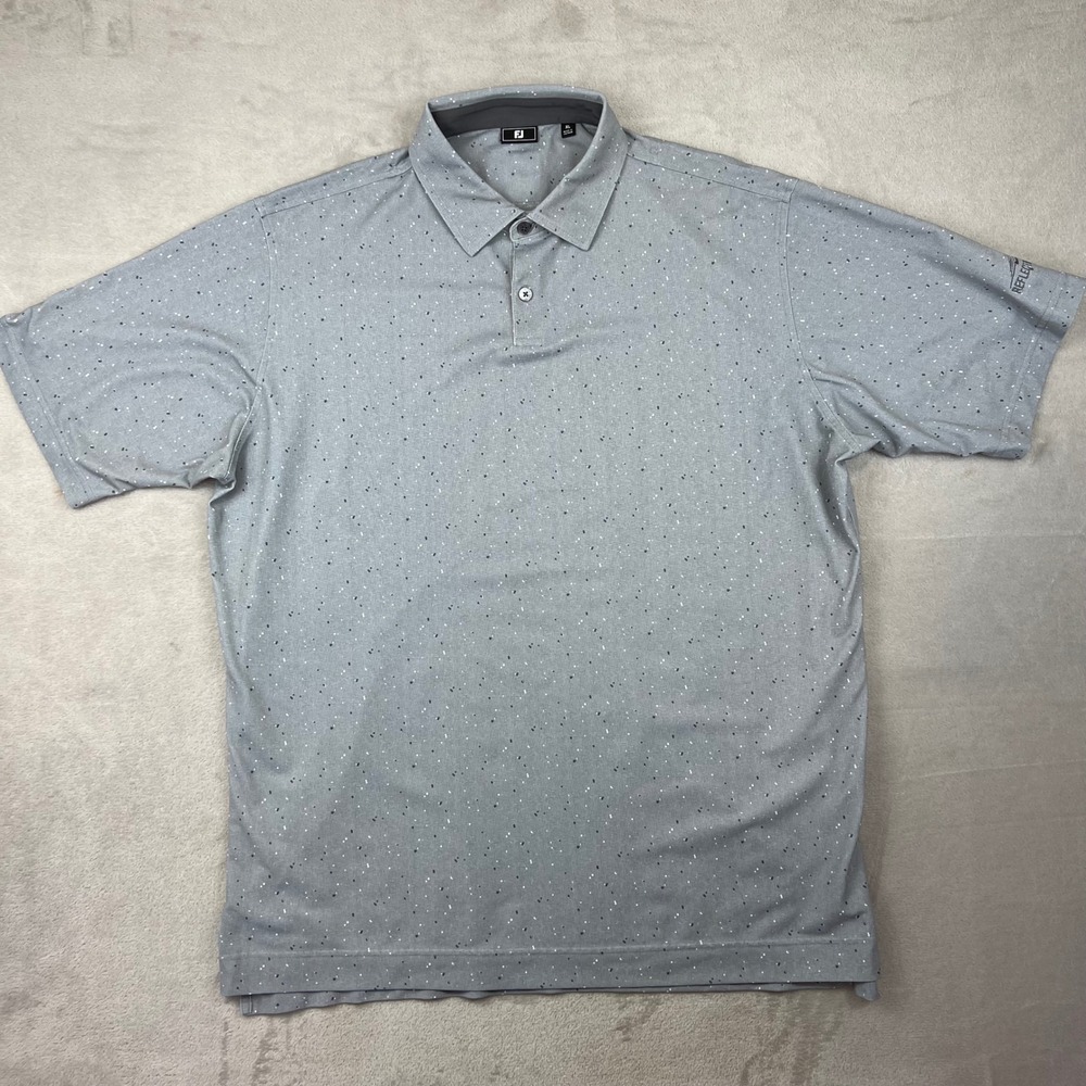 FootJoy Mens XL Gray Speckled Print Golf Polo Shirt Reflection Bay Logo ProDry